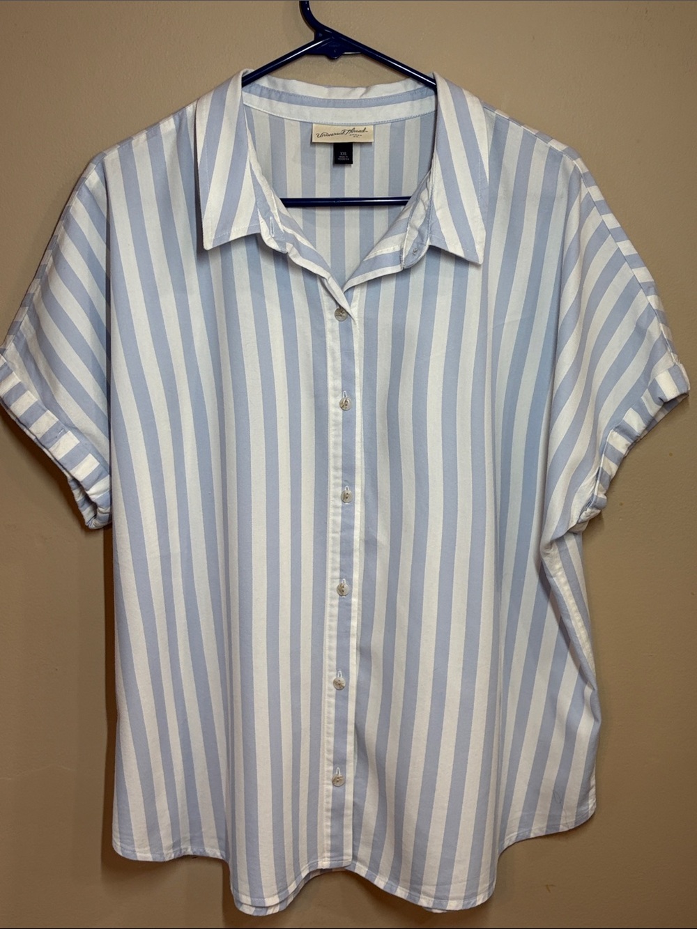 Universal Thread Light Blue & White Vertical Stripe Button-Down Shirt, XXL